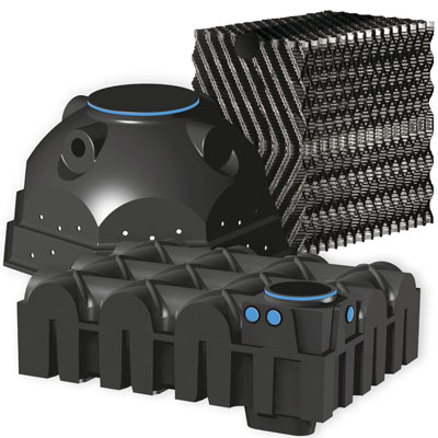 Unterschiedliche Systeme für die Regenwasserrückhaltung.